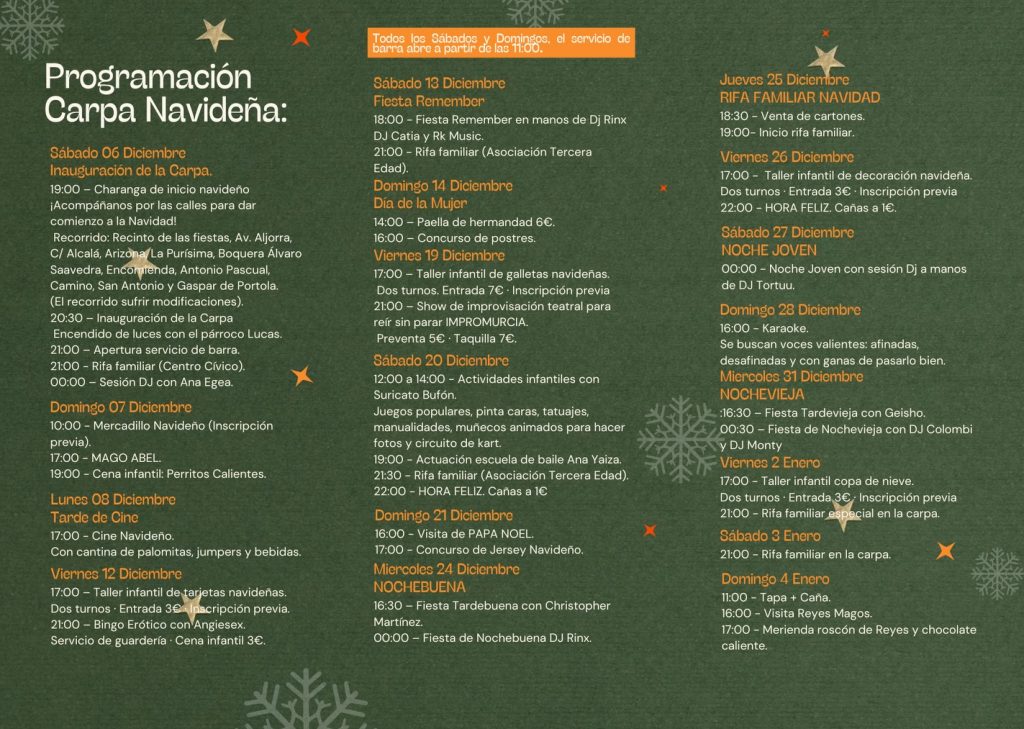 Programación Navidad Comisión de fiestas 2026